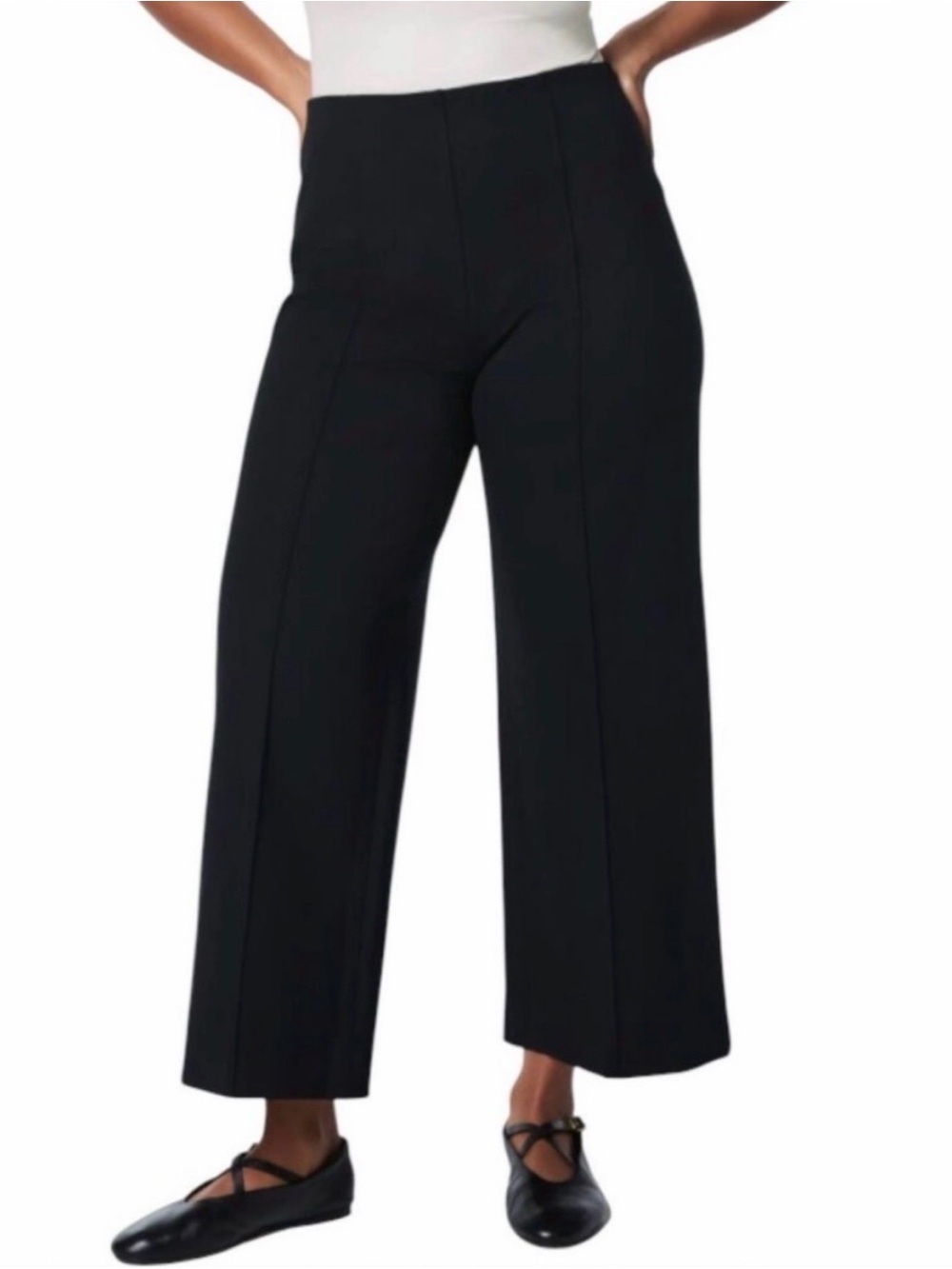 Spanx Perfect Fit Ponte Cropped Wide-Leg Pant 20947Q Minimalist Black Size Large - Picture 2 of 10